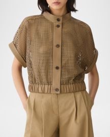 Laser Cutout Leather Jacket at Neiman Marcus